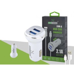 NEW SCIENCE CARGADOR COCHE TYPE-C 2USB 2.1A CAR CHARGER BRANCO REF.9161 NEW SCIENCE CARGADOR COCHE TYPE-C 2USB 2.1A CAR CHARGER BRANCO REF.9161